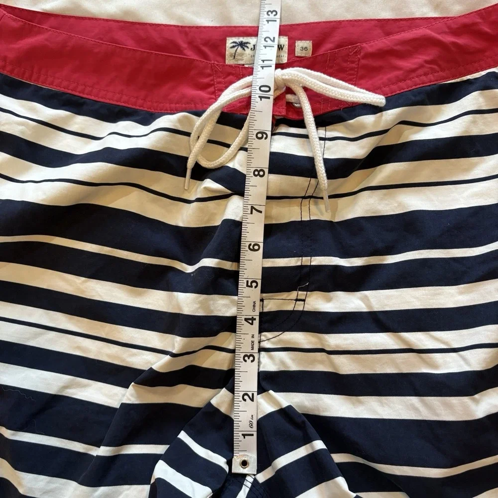 J Crew Swim Trunks Board Shorts Navy Stripe Lined Mens Size 36, 9